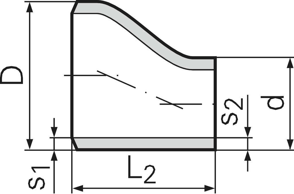 Red-Stk. EN10253-2 Typ A P235GH TC1 exz. 368,0 x  8,0/267,0 x  6,3 mm